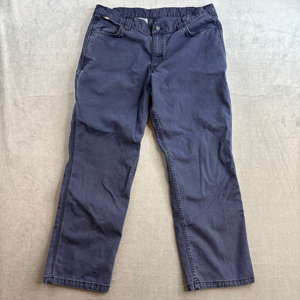 Carhartt FR Rugged Flex‎ Canvas Cargo Work Pants Y2K Navy Blue 104204 Mens 38x30